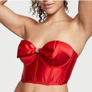 VS NWT Dream Angels Red Cupped Bow Bra Corset Size 38DD